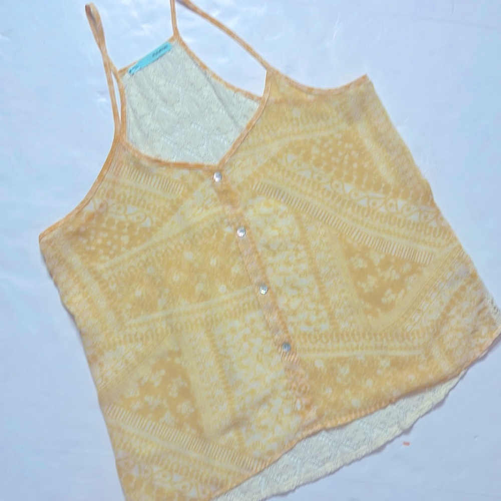 Yellow sheer with lace back